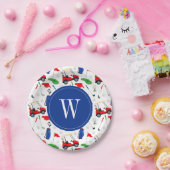 Assiettes En Carton Monogramme de golf rouge bleu et vert (Fête)