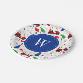 Assiettes En Carton Monogramme de golf rouge bleu et vert (Angle)