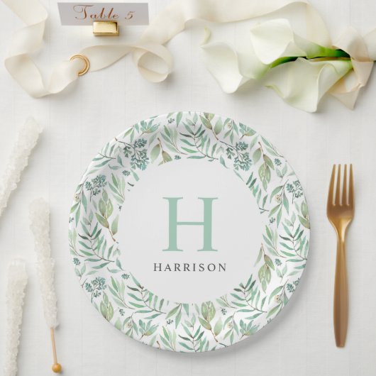 Assiettes En Carton Monogramme de la famille Spring Meadow (Mariage)