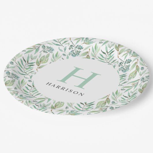 Assiettes En Carton Monogramme de la famille Spring Meadow (Angle)