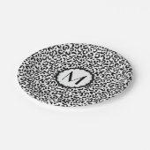 Assiettes En Carton Monogramme de léopard noir et blanc (Angle)