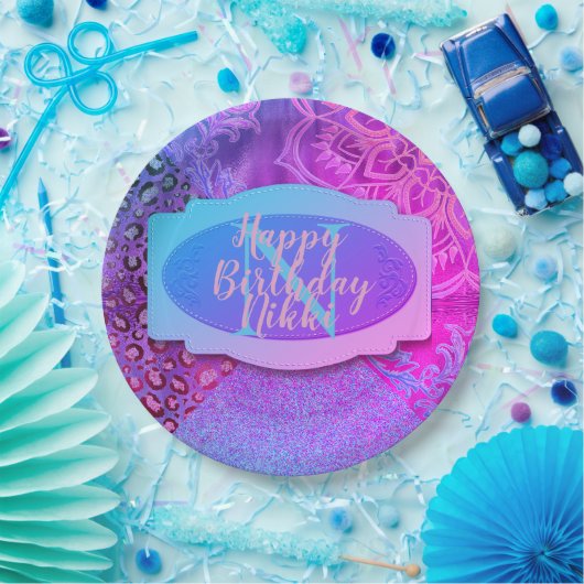 Assiettes En Carton Monogramme de lotus léopard (Fête)