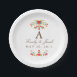 Assiettes En Carton Monogramme de mariage Fleurs de campagne<br><div class="desc">Conception inspirée de la floraison occidentale dans des roses,  bleus,  verts et jaunes vifs qui peut être personnalisée avec votre texte pour votre jour spécial.</div>