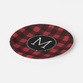 Assiettes En Carton Monogramme de Motif de Buffle Noir Rouge Rustique (Angle)
