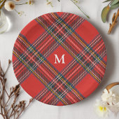 Assiettes En Carton Monogramme de Noël Rouge Tartan