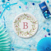 Assiettes En Carton Monogramme de Noël Végétation d'hiver Berries Feui (Fête)