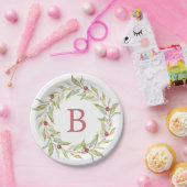 Assiettes En Carton Monogramme de Noël Végétation d'hiver Berries Feui (Fête)