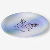 Assiettes En Carton Monogramme de papillon minimaliste moderne (Angle)