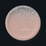 Assiettes En Carton Monogramme de Parties scintillant en argent rose v<br><div class="desc">Rose Gold - Blush Pink and Silver Sparkle Parties scintillant Nom et Plaques de partie initiale. Cela rend le cadeau parfait pour 16 ans,  mariage,  douche nuptiale,  anniversaire,  baby shower ou bachelorette pour quelqu'un qui aime le luxe glam et les styles chic.</div>
