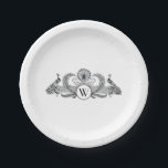 Assiettes En Carton Monogramme de Peacocks vintages<br><div class="desc">Peacocks vintage avec Monogram Invitations personnalisables et accessoires avec une image stylisée vintage d'un Peacocks avec Monogram. Vous pouvez facilement modifier ces produits en ajoutant des champs de texte, en supprimant des champs de texte existants, en modifiant des images de conception ou en ajoutant des images supplémentaires de votre choix....</div>