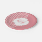 Assiettes En Carton Monogramme de pied de lit rose clair avec nom (Angle)