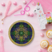 Assiettes En Carton Monogramme de plaid de Blackwatch de gui d'or (Fête)