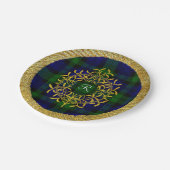 Assiettes En Carton Monogramme de plaid de Blackwatch de gui d'or (Angle)