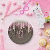 Assiettes En Carton Monogramme de reflet moderne Parties scintillant d (Fête)
