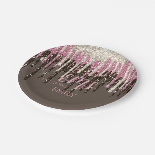 Assiettes En Carton Monogramme de reflet moderne Parties scintillant d (Angle)