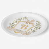 Assiettes En Carton Monogramme de transport de bébés "B" | Neutre (Angle)