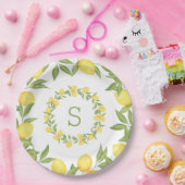 Assiettes En Carton Monogramme de verdure de citrons élégants (Fête)