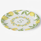 Assiettes En Carton Monogramme de verdure de citrons élégants (Angle)