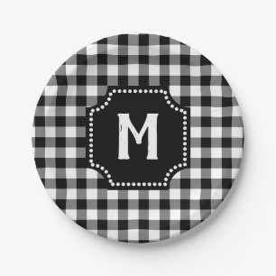 Assiettes En Carton Monogramme De Vérification Du Buffalo De La En vi