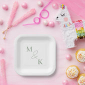 Assiettes En Carton Monogramme des initiés des couples (Fête)