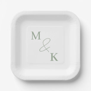Assiettes En Carton Monogramme des initiés des couples