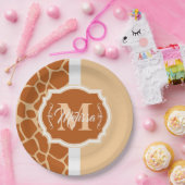 Assiettes En Carton Monogramme d'impression de girafe (Fête)