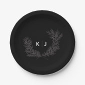 Assiettes En Carton Monogramme distinctif noir (Devant)