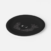 Assiettes En Carton Monogramme distinctif noir (Angle)