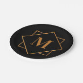 Assiettes En Carton Monogramme d'or (Angle)