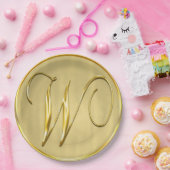 Assiettes En Carton Monogramme d'or W Mariage Personnalisé Monogrammes (Fête)