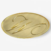 Assiettes En Carton Monogramme d'or W Mariage Personnalisé Monogrammes (Angle)