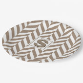 Assiettes En Carton Monogramme d'os de cerf blanc tan (Angle)