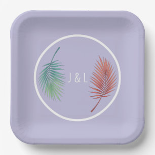 Assiettes En Carton Monogramme élégant de mariage classique stylisé "J