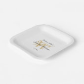 Assiettes En Carton Monogramme élégant Mariage blanc simple (Angulaire)