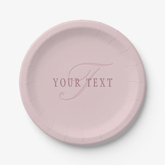 Assiettes En Carton Monogramme élégant | Or Rose (Devant)