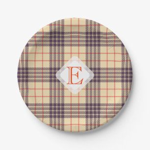 Assiettes En Carton Monogramme, élégant tartan écossais en plaid be