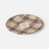 Assiettes En Carton Monogramme, élégant tartan écossais en plaid beige (Angle)