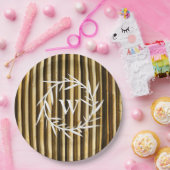 Assiettes En Carton Monogramme en bambou rustique Lignes verticales Mo (Fête)