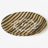 Assiettes En Carton Monogramme en bambou rustique Lignes verticales Mo (Angle)