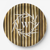 Assiettes En Carton Monogramme en bambou rustique Lignes verticales Mo (Devant)