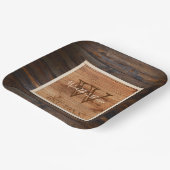 Assiettes En Carton Monogramme en bois rustique gros (Angulaire)