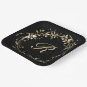 Assiettes En Carton Monogramme En Wirlande Dorée Sur Noir (Angulaire)
