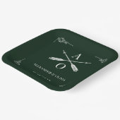 Assiettes En Carton Monogramme et Mariage des flèches Emerald Green (Angulaire)