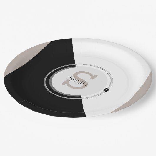 Assiettes En Carton Monogramme et nom Bloc Graphique Plaque jetable (Angle)
