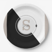 Assiettes En Carton Monogramme et nom Bloc Graphique Plaque jetable (Devant)