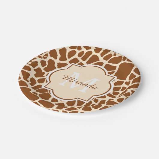 Assiettes En Carton Monogramme et nom Brown élégants d'impression de (Angle)