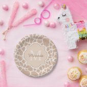 Assiettes En Carton Monogramme et nom brun clair chics d'impression de (Fête)