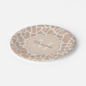 Assiettes En Carton Monogramme et nom brun clair chics d'impression de (Angle)