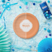 Assiettes En Carton Monogramme et nom de l'orangerie à la mode Orange (Fête)