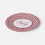 Assiettes En Carton Monogramme et nom des pétoncles rouges et blancs m (Angle)